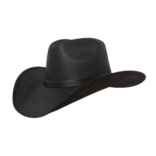 CBT Black cowboy hat – durable straw canvas Western hat from the Barato Series, designed for cowboys, ranchers, and rodeo enthusiasts
