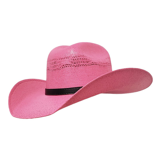 Trendy Pink Cowboy Hat – Justin Straw Bangora Western Hat for Rodeo & Festivals