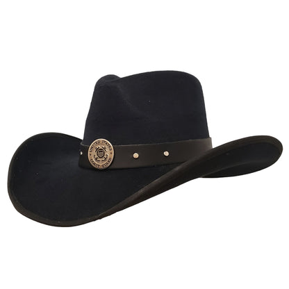 Coast Guard Heroes black cotton poly felt hat with a classic Western style and durable design
