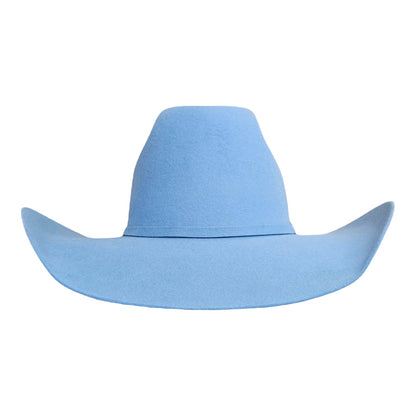 Elegant American Baby Blue Wool Cashmere Hat – Stylish Cowboy Hat for Men & Women